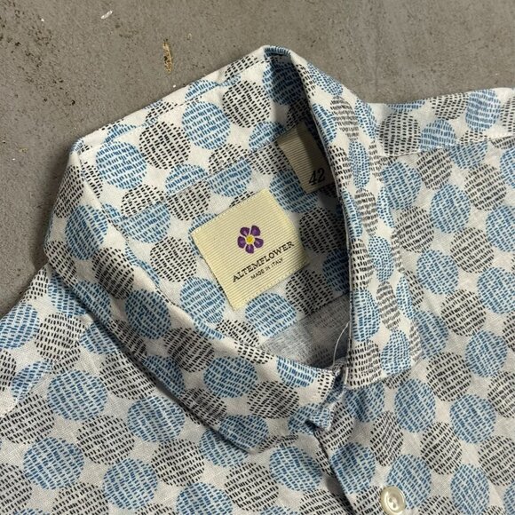 Altemflower Dress Shirt Made in Italy Linen Cotton Long Sleeve Textured 42 Large - Picture 7 of 10